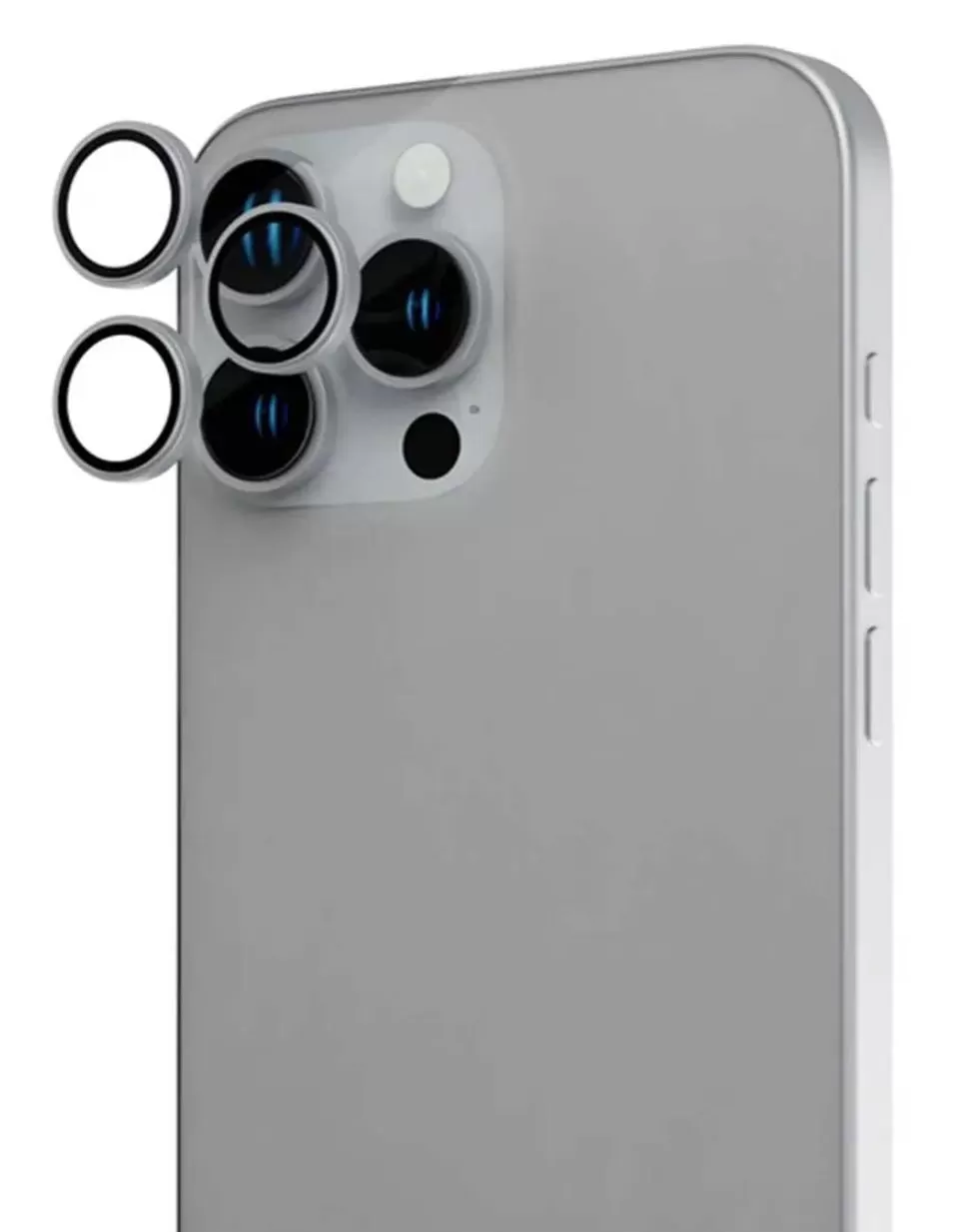 Защитное стекло камеры BlueO на iPhone 15 Pro Max, серый